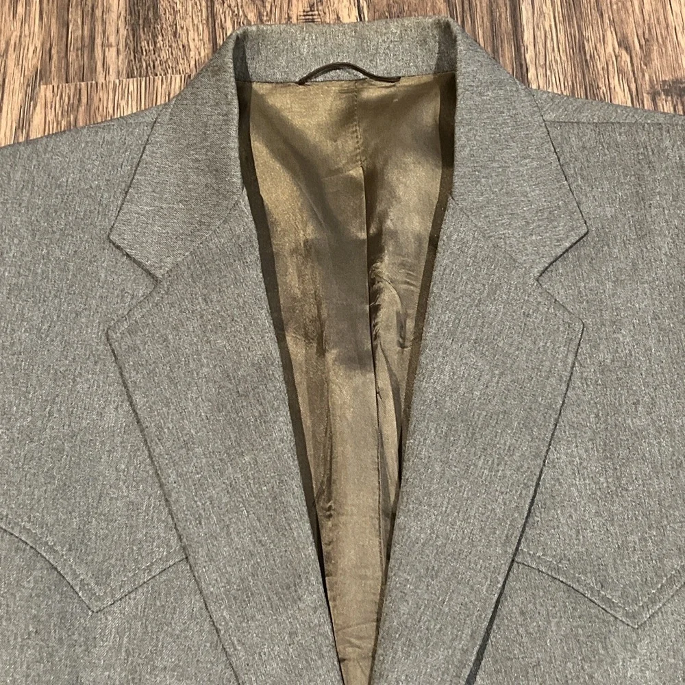 VINTAGE Circle S Blazer Brown Grey Sport Coat Jacket Ranch Western 44R See Pics